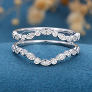 Round & Marquise Shaped Moissanite Unique Wedding Band Mapple Gems